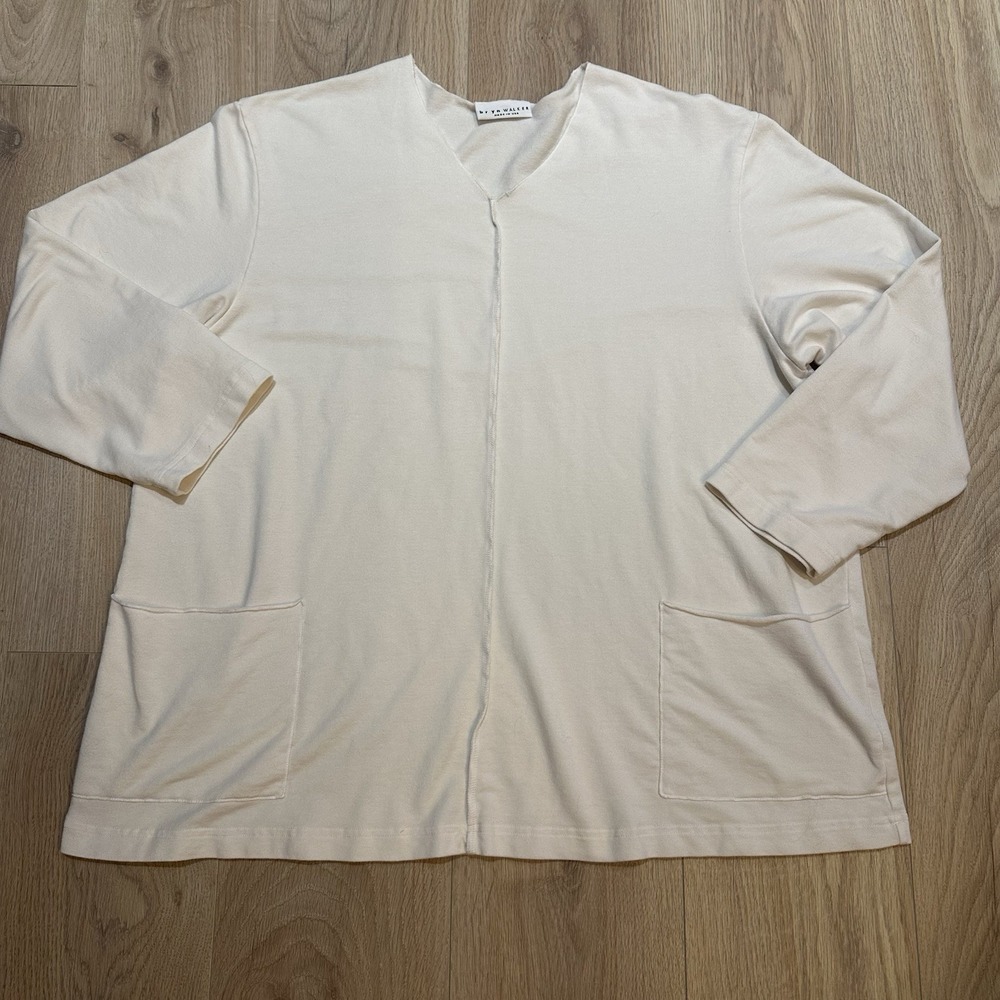 Bryn Walker Sunday Bamboo Long‎ Sleeve Lagenlook Shirt Women's 1X White Cream